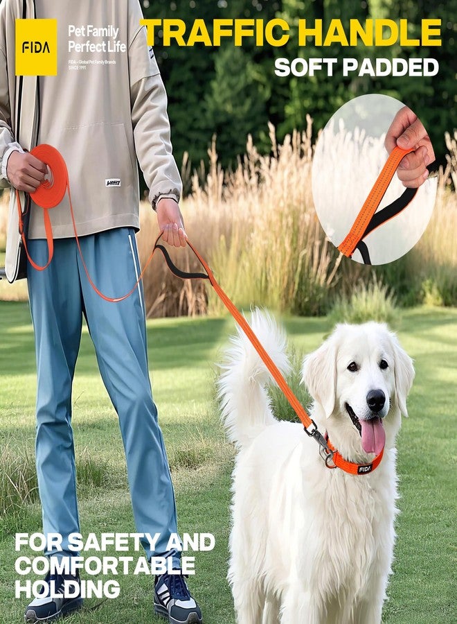 فيدا مقود فيدا الطويل للكلاب بمقبض للتحكم في حركة المرور، طوله 30 قدمًا و50 قدمًا، مقود عاكس للضوء لتدريب الجراء على الطاعة والاستدعاء وخفة الحركة، تصميم مبطن ناعم للسلالات الصغيرة والمتوسطة والكبيرة (50 قدمًا، برتقالي) - Image 3